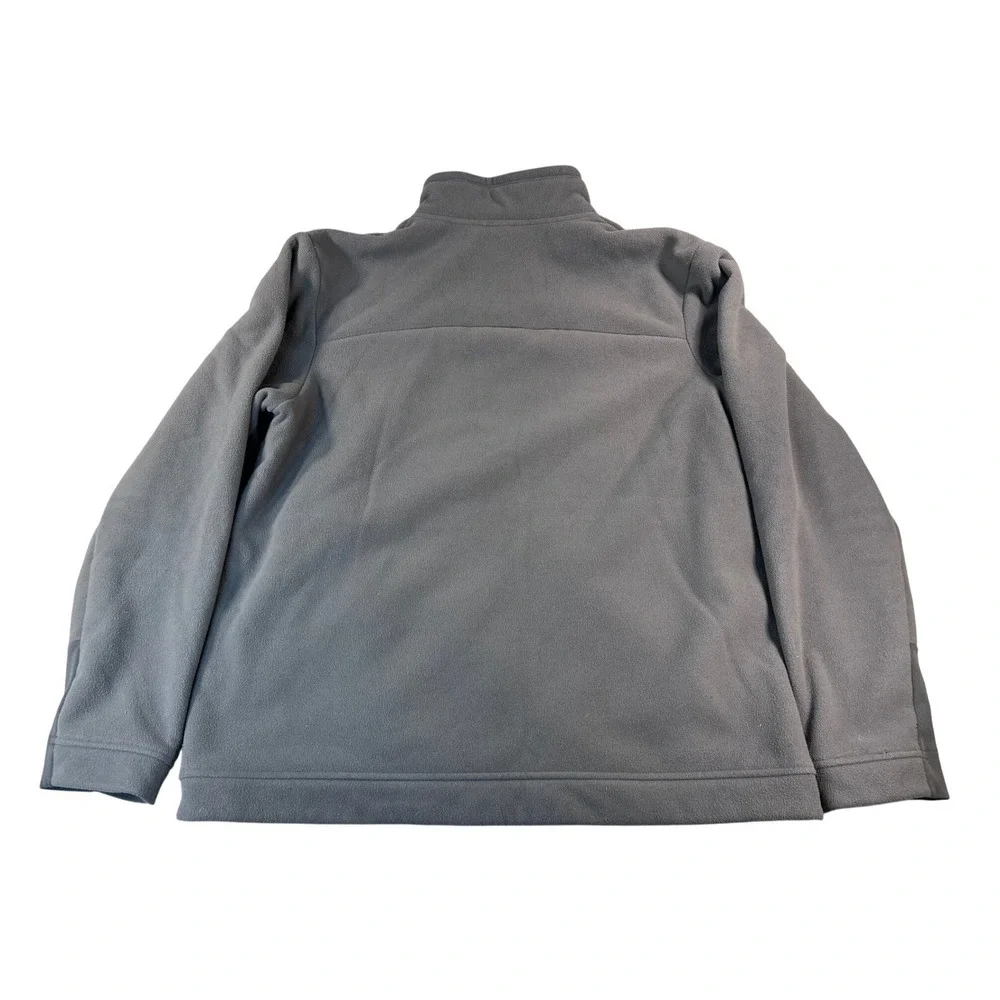 The North Face Mens Large Grey Full Zip Sherpa Lined Fleece Jacket Blue Trim